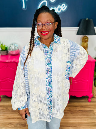 POL Effortless Edge Top - Blue Multi - FINAL SALE