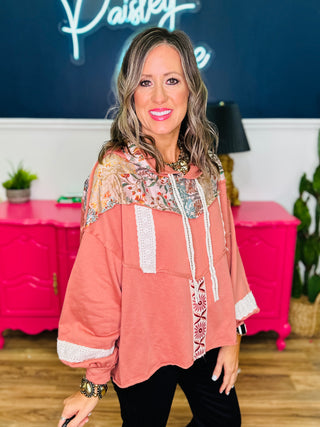 POL Balloon Sleeve Relaxed Fit Hoodie Top