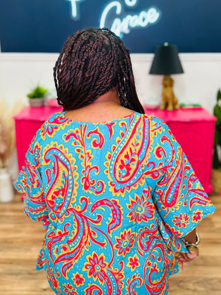 Colorful V-Neck Paisley Top