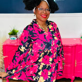 Iris Fuchsia Floral Baby Doll Top - LAST ONES FINAL SALE