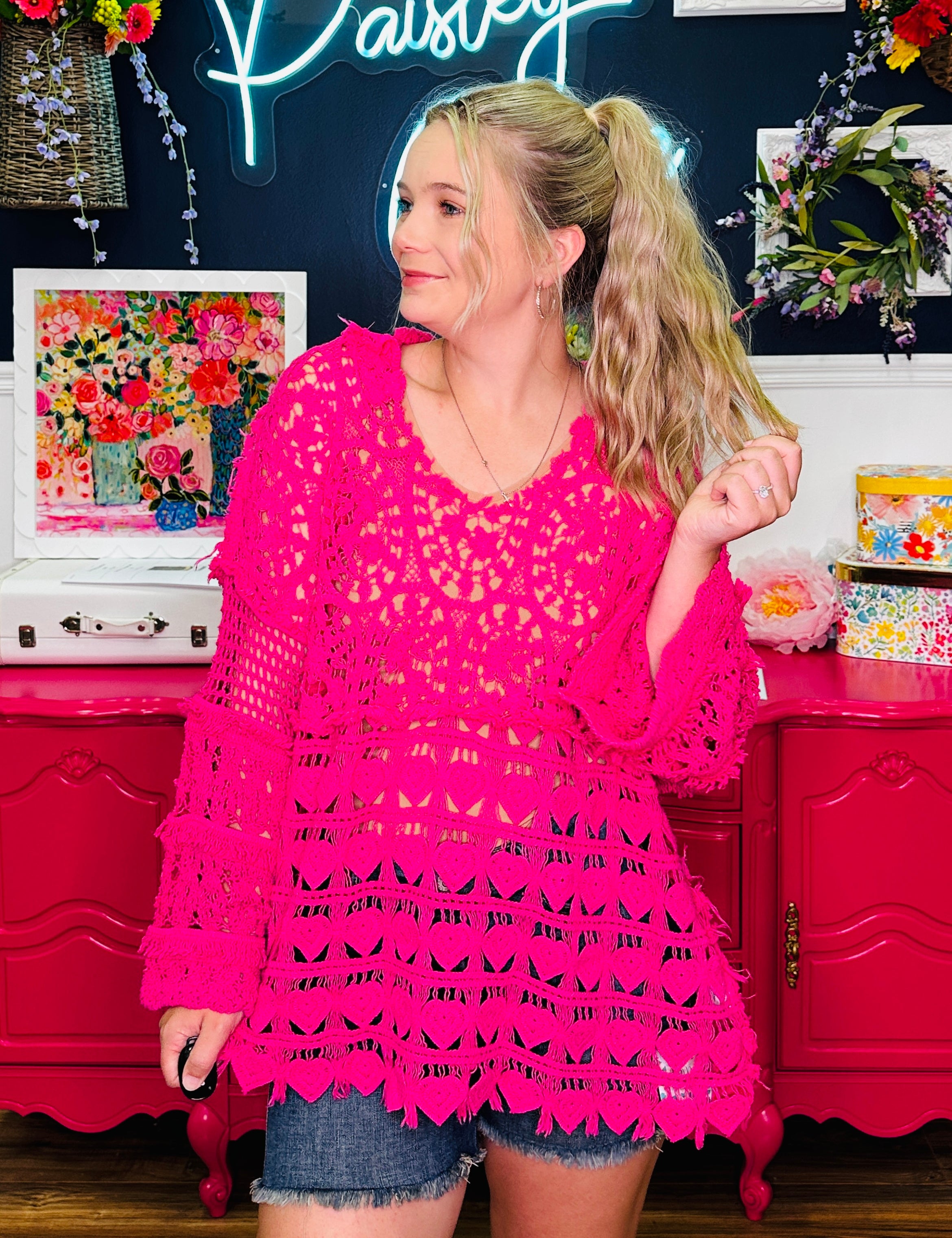 Hot Pink Crochet Top