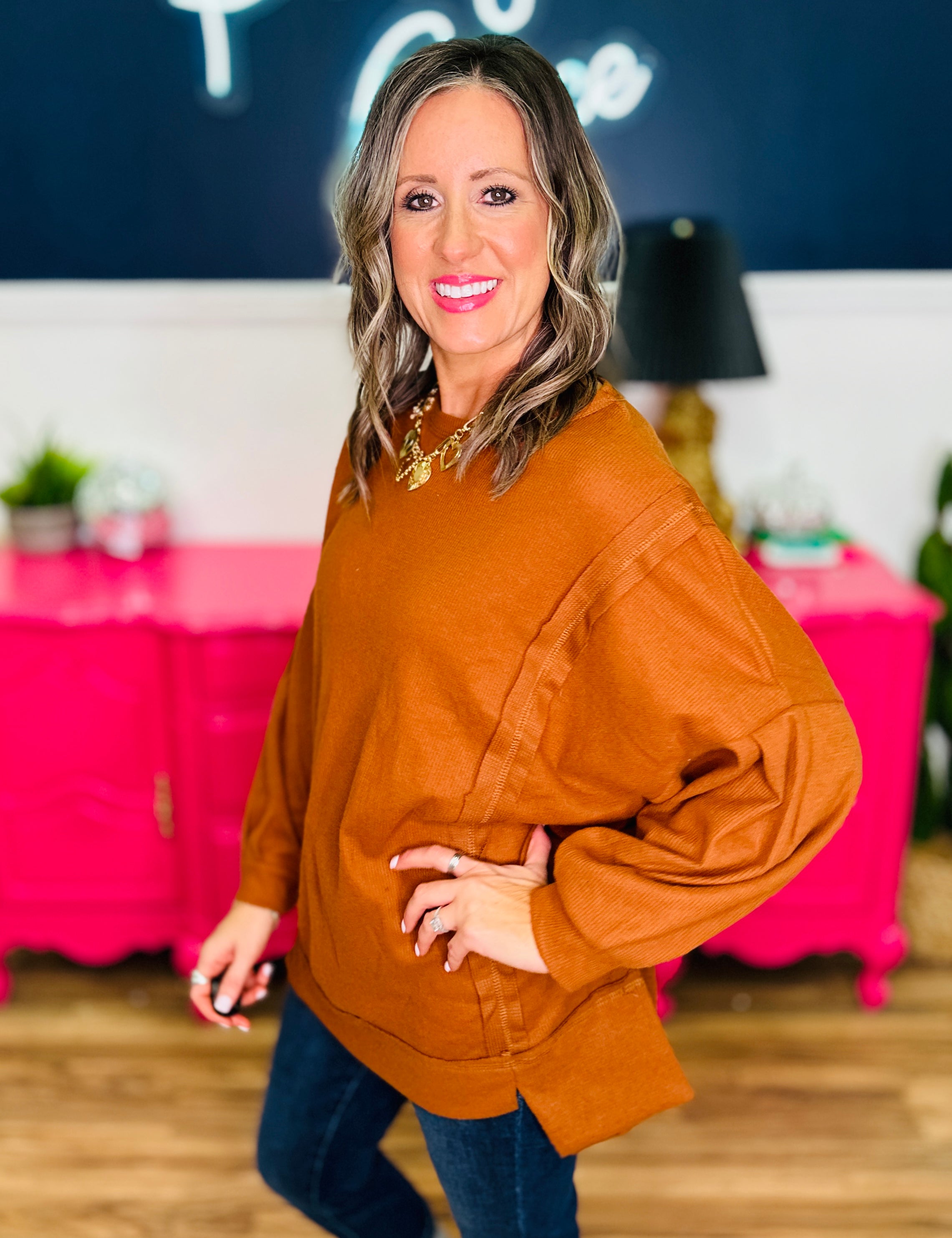 Long Sleeve Top - Rust - LAST ONES FINAL SALE