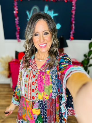 Flowy Floral Patchwork Top