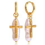 Karly Cross Huggie Hoops