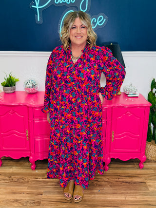 Tiered Loose Fit Floral Woven Maxi Dress