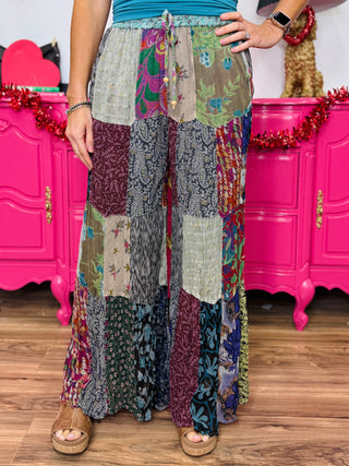 Flared Patchwork Pants