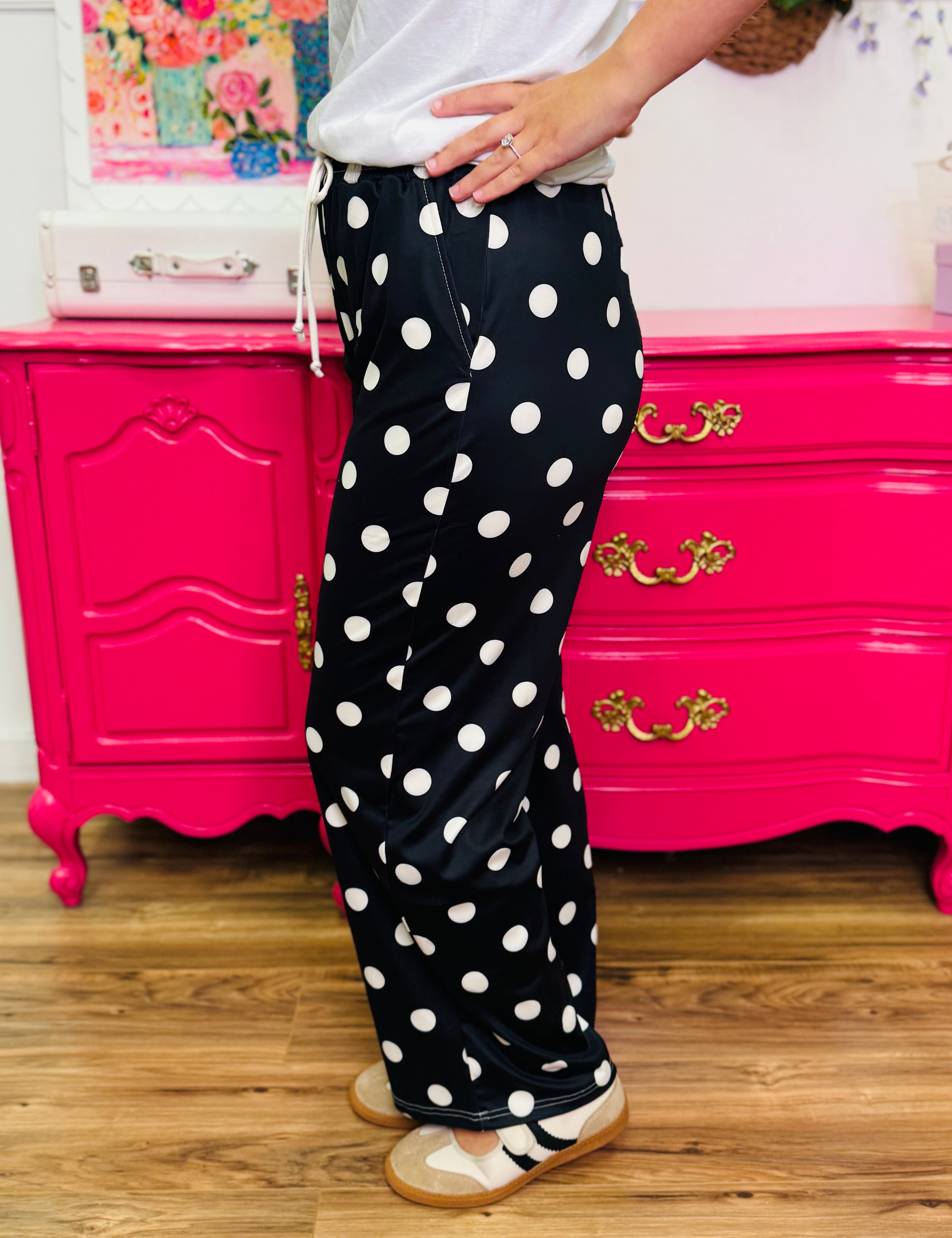 Polka Dot Posie Pants - Black