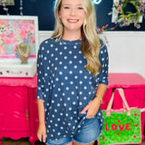 Everyday Dot Top - Navy & Blue