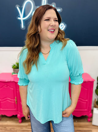 Dear Scarlett Lizzy Smocked Top - Crushed Mint