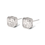 Bezel Diamond Stud Earrings - WATERPROOF-Earrings-Pretty Simple