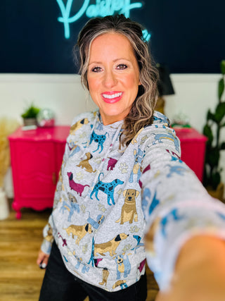 Dog Print Sweater Knit  Hoodie