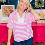 Mainstreet Muse Top - Pink/White