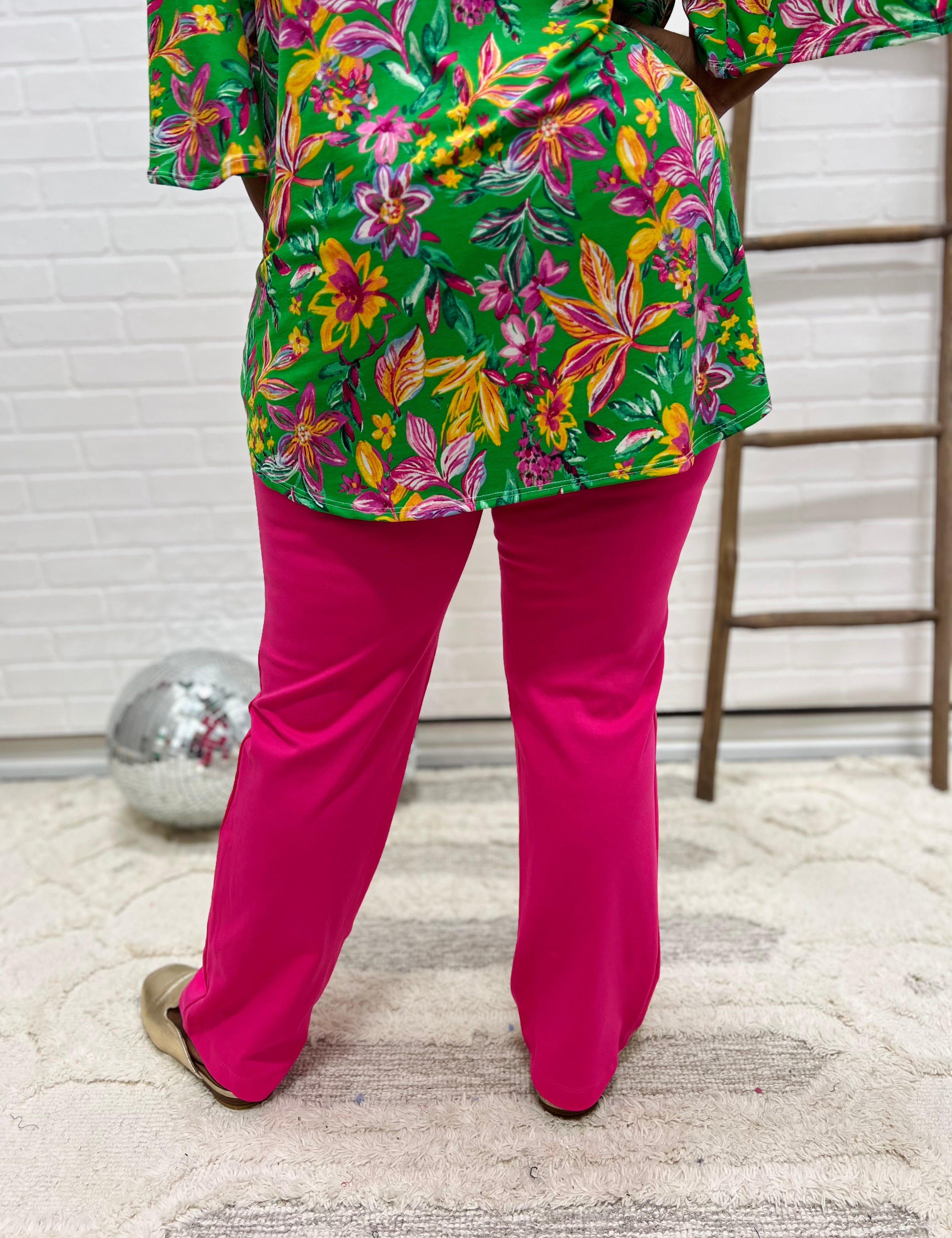 Chic Solid Straight Pants - Pink Sapphire* LAST ONES FINAL SALE *