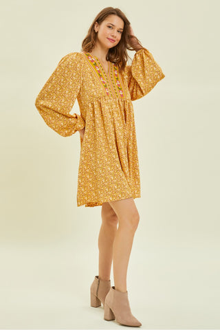 Anya Mustard Floral Dress - Preorder