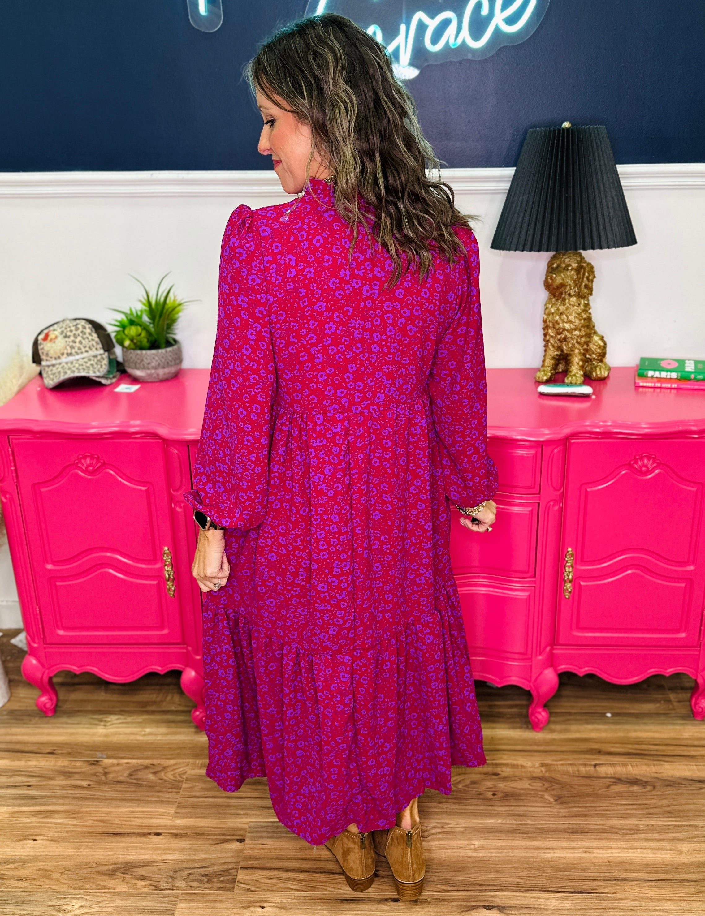 Notch Neck Floral Print Maxi Dress - FINAL SALE