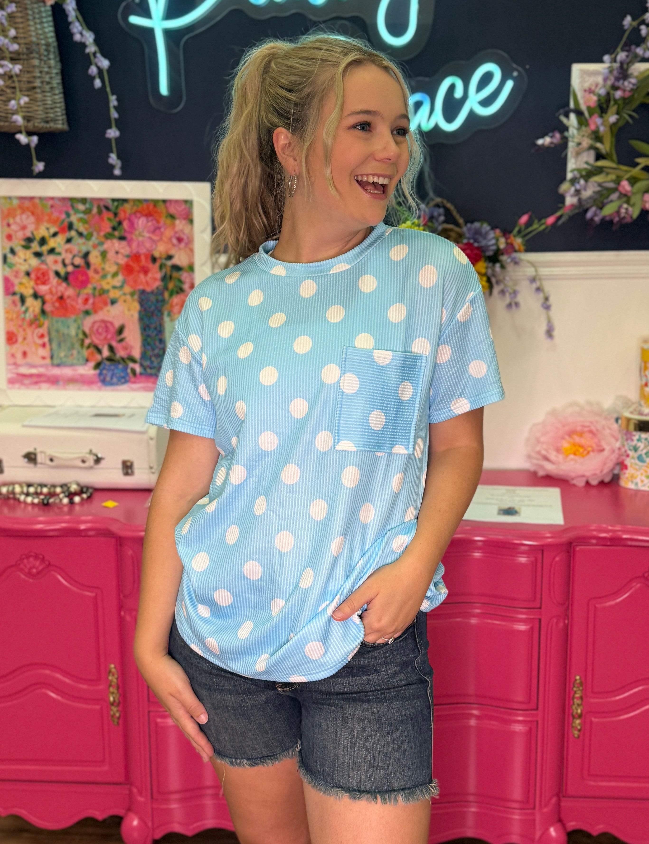Spotted In Blue Top