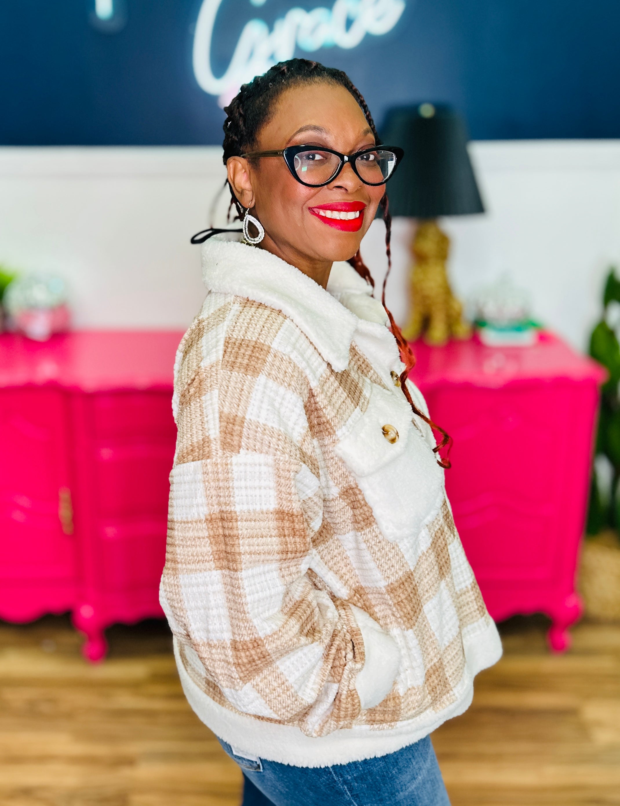 Plaid Sherpa Jacket - LAST ONES FINAL SALE