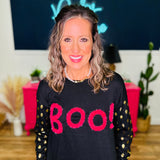 Boo Black Contrast Sleeve Top - LAST ONES FINAL SALE