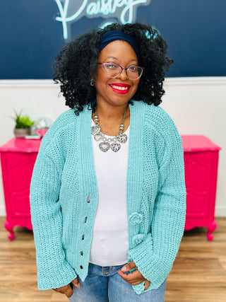 Warm Embrace Cardigan - Aqua
