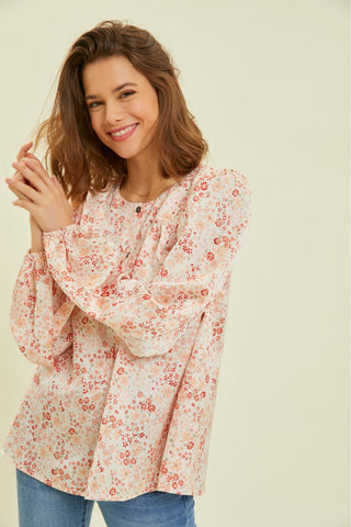 Hallie Floral Button Down Top - PREORDER