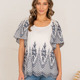 Short Sleeve Embroidered Top