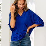 Long-Sleeve V-Neck Top - Royal Blue - PREORDER