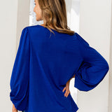 Long-Sleeve V-Neck Top - Royal Blue - PREORDER