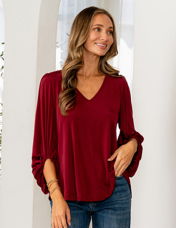 Long-Sleeve V-Neck Top - PREORDER