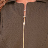 Ezra Textured Zipper Dress- Chocolate - PREORDER