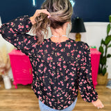 Floral Print With Front Ribbon Detail Top - FINAL SALE