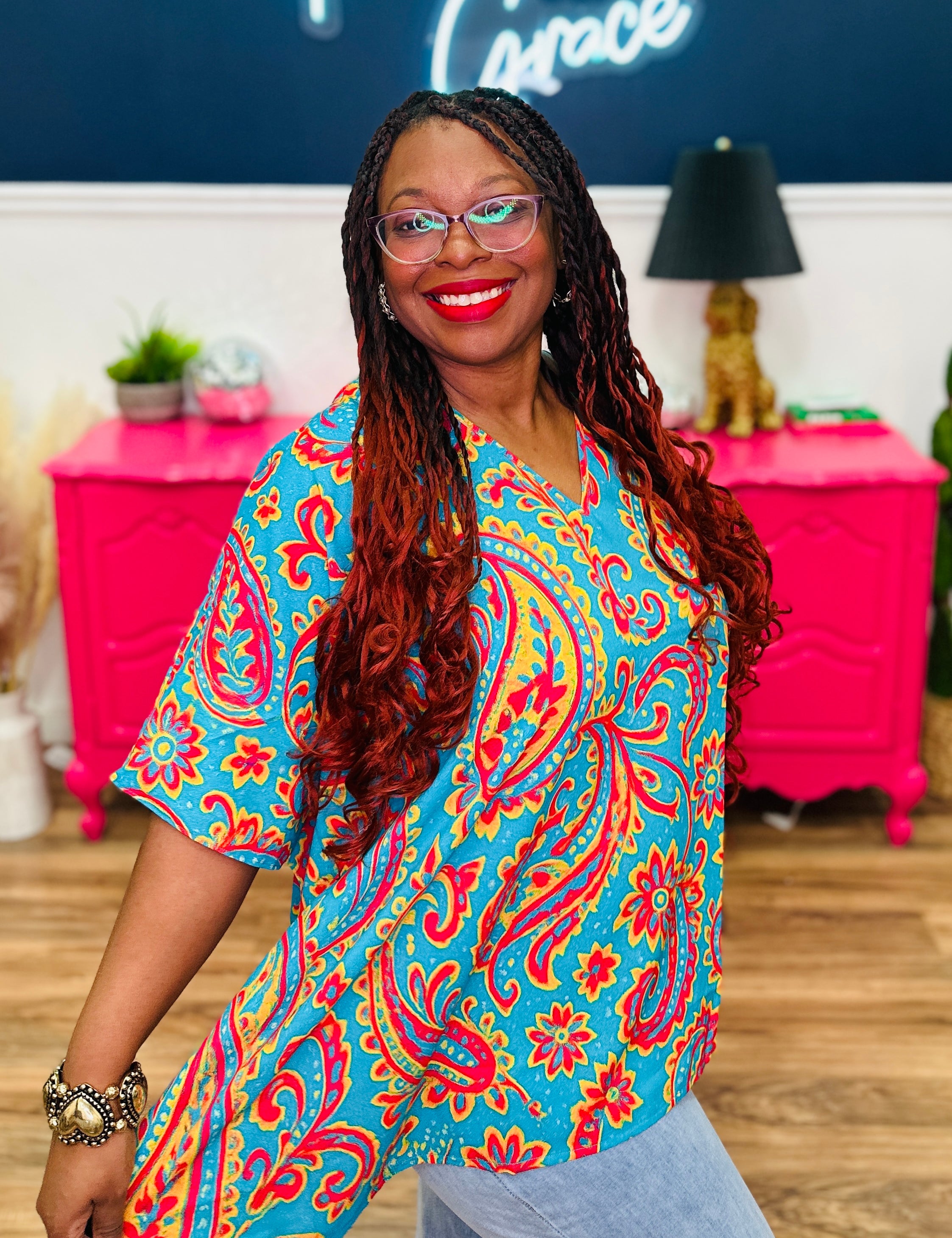 Colorful V-Neck Paisley Top - LAST ONES FINAL SALE