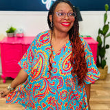 Colorful V-Neck Paisley Top - LAST ONES FINAL SALE