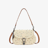 Wrangler Crystal Studded Canvas Saddle Bag - Tan