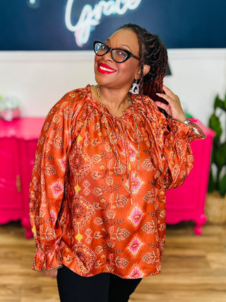 Printed Satin Twill Blouse