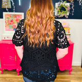 Woven Wonder Crochet Top - Black