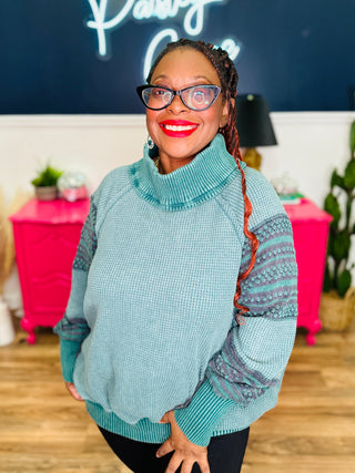 Washed Thermal Mock Neck Long Sleeve Top