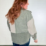 Washed Corduroy Colorblock Button Down Shacket - FINAL SALE