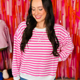 Simply Striped Top - Candy Pink