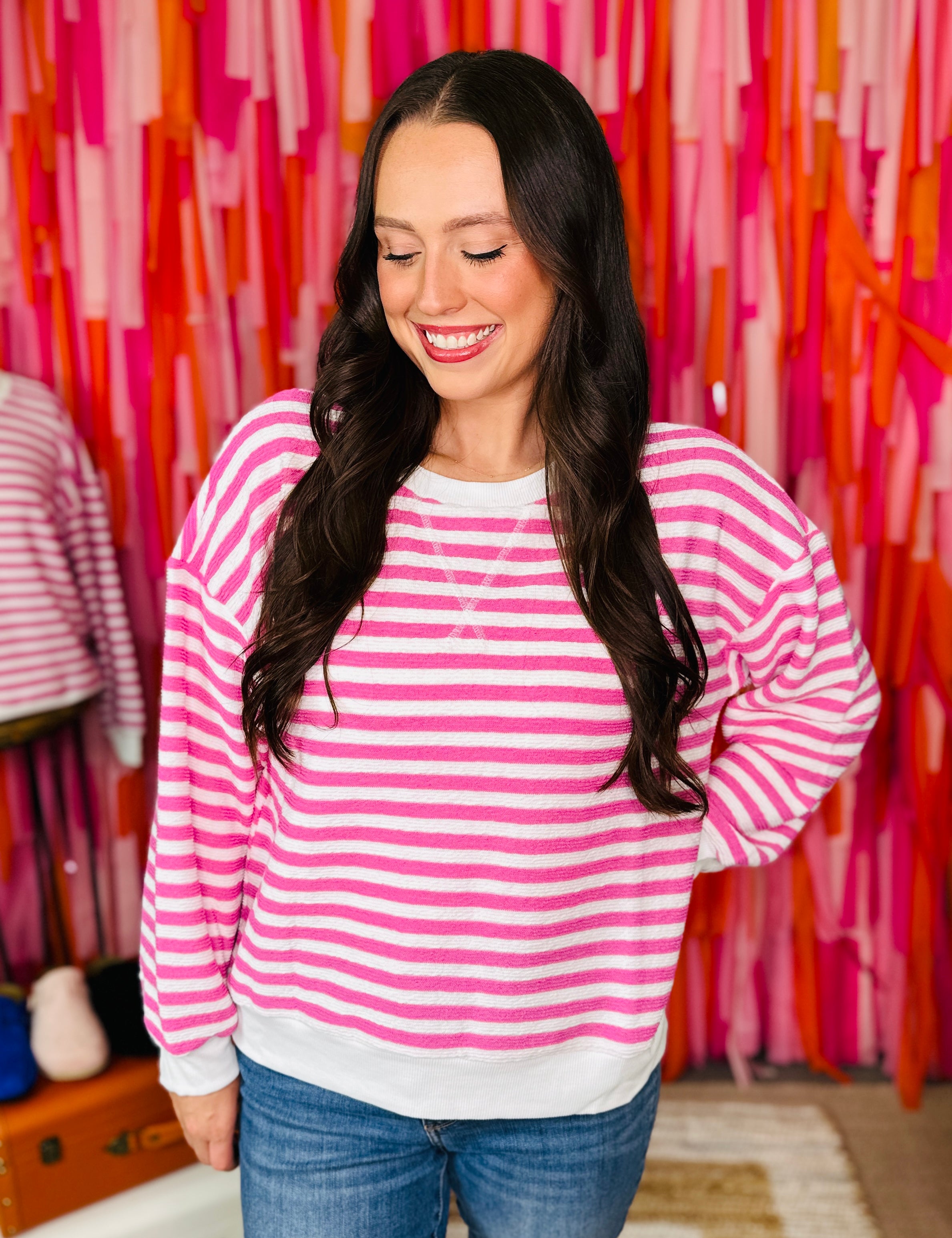 Simply Striped Top - Candy Pink