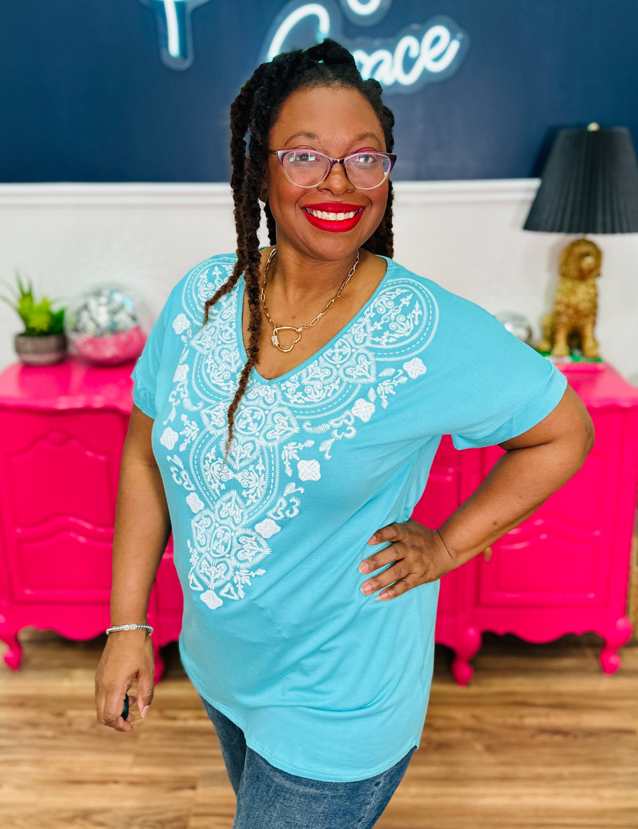 Effortless Style Top - Aqua - LAST ONES FINAL SALE