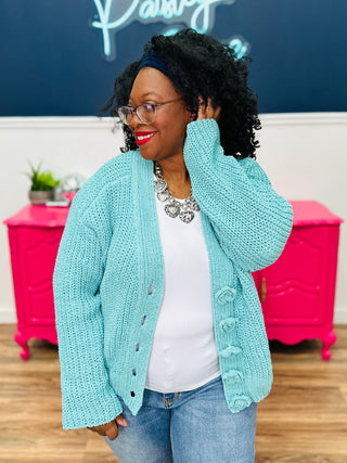 Warm Embrace Cardigan - Aqua