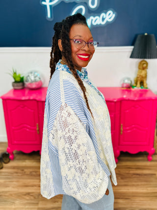 POL Effortless Edge Top - Blue Multi - FINAL SALE