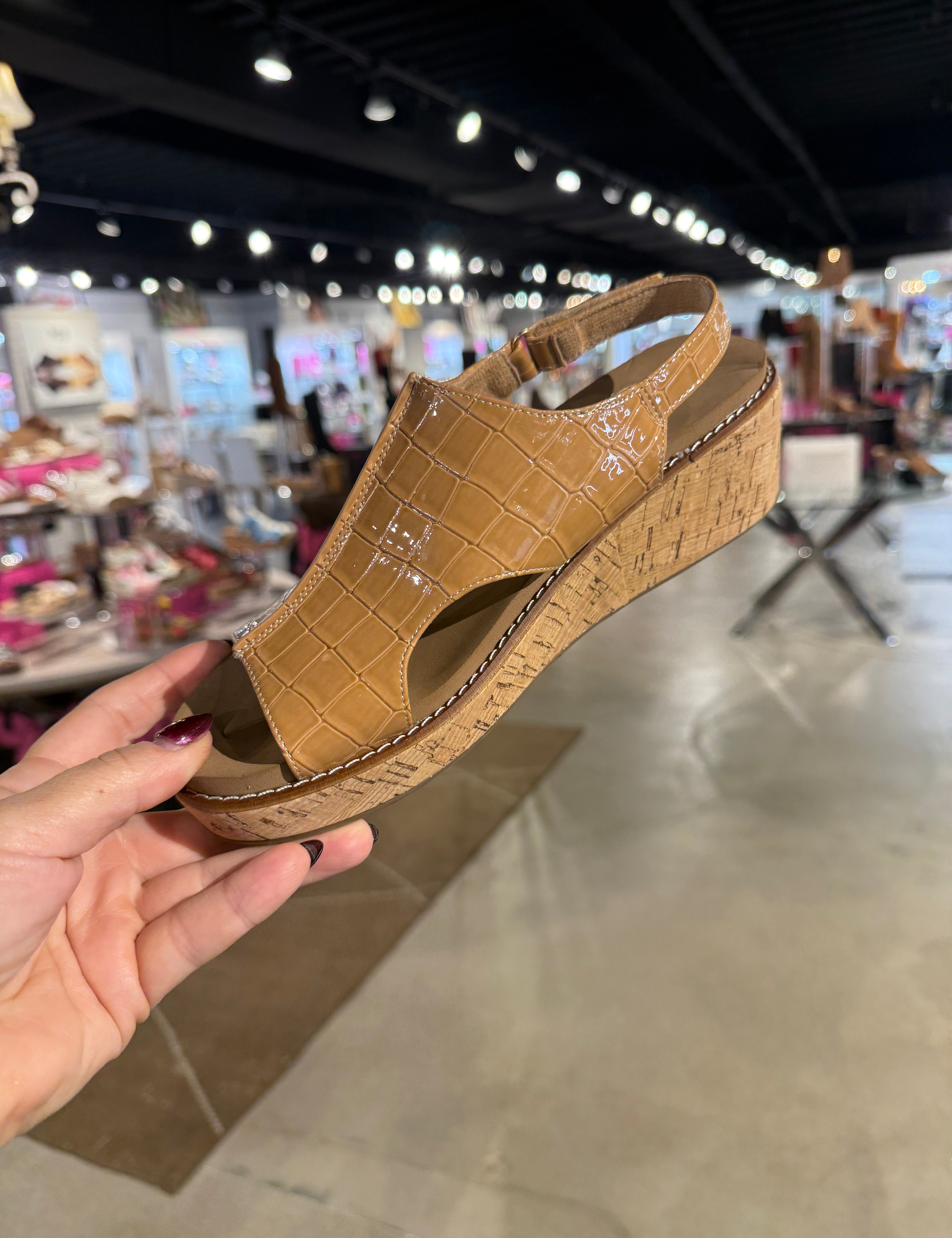 Volta II Caramel Patent Croco By Corkys - PREORDER