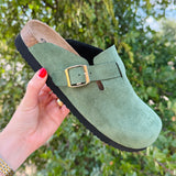 Juniper Suede Clog - Forest Green