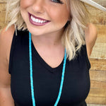 Turquoise Disk Bead Long Necklace