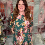 Green Floral Print Dress - FINAL SALE