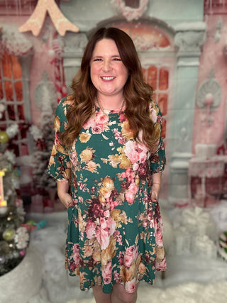 Green Floral Print Dress