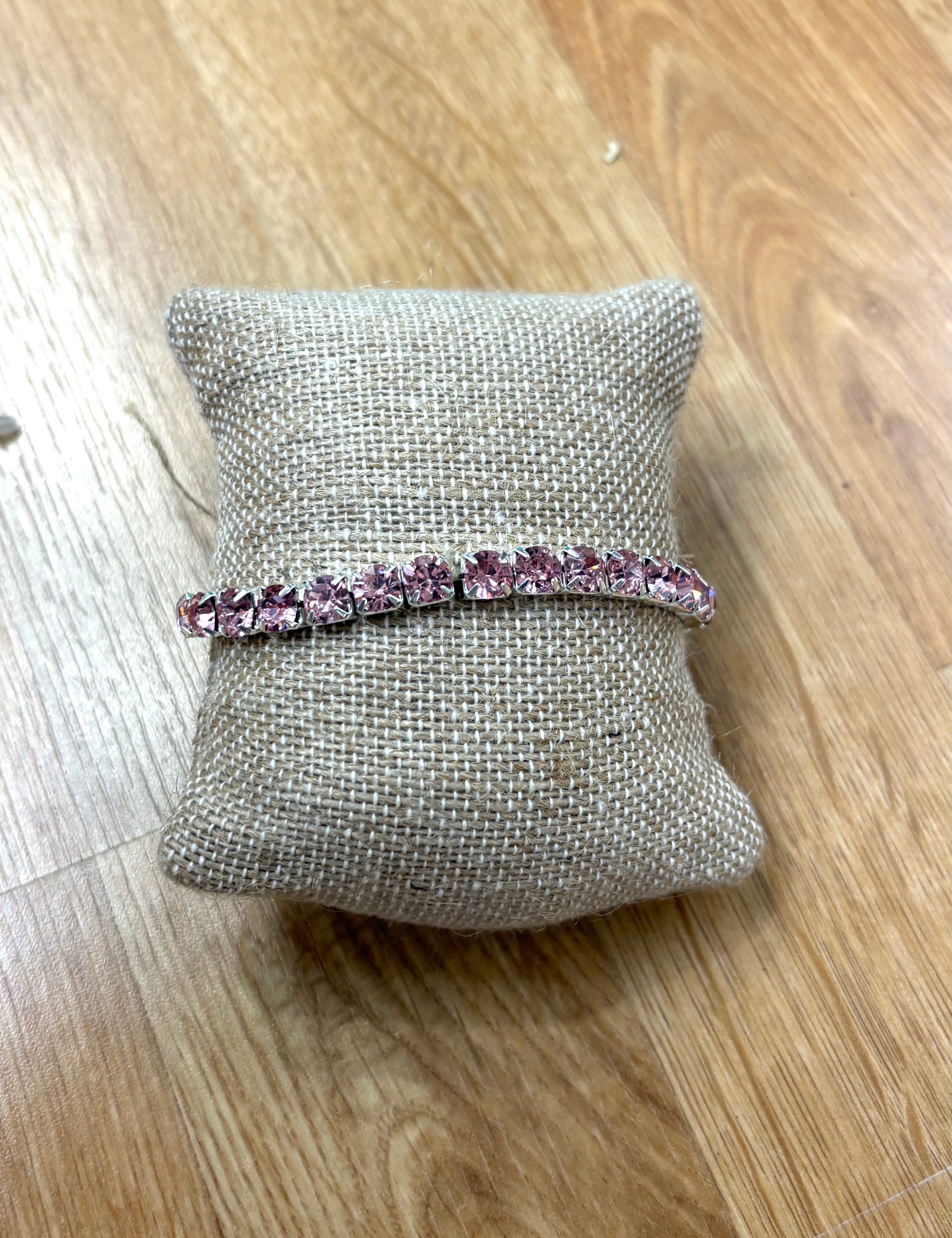 Silver & Pink Crystal Necklace
