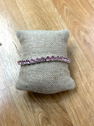 Silver & Pink Crystal Necklace & Bracelet Set