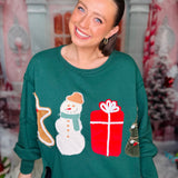 Eve Festive Corduroy Patch Pullover - Hunter Green - LAST ONES FINAL SALE